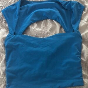 SHEIN Blue Sleeveless Cut Out Crop Top